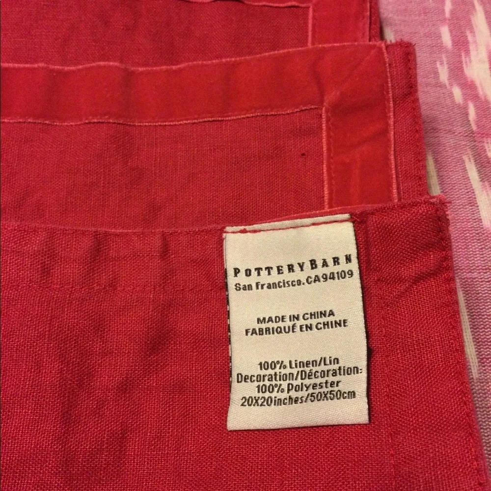4 Pottery Barn red napkins